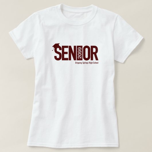 Maroon SENIOR mit Graduierungskappe T-Shirt (Design vorne)