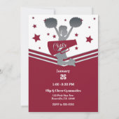 Maroon & Silver Stars Cheer Cheer führendes Party Einladung (Rückseite)