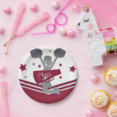 Maroon & Silver Stars Cheer Cheer führendes Party Pappteller (Party)