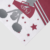 Maroon & Silver Stars Cheer Cheer führendes Party Seidenpapier (Ausschnitt)
