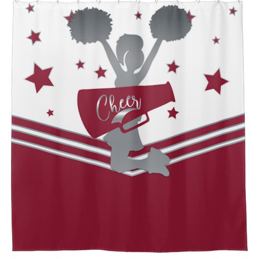 Maroon Silver Stars Cheer Cheer Leader Girls Duschvorhang (Vorderseite)