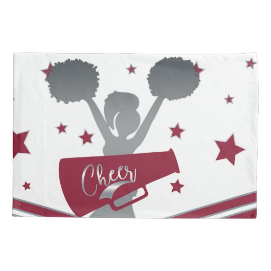 Maroon & Silver Stars Cheer Cheer Leader Girls Kissenbezug (Rückseite)
