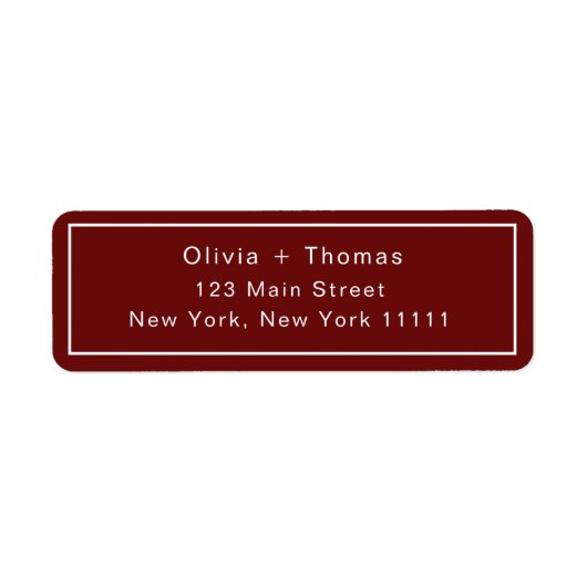 Maroon Simple Modern Return Address Label (Vorne)