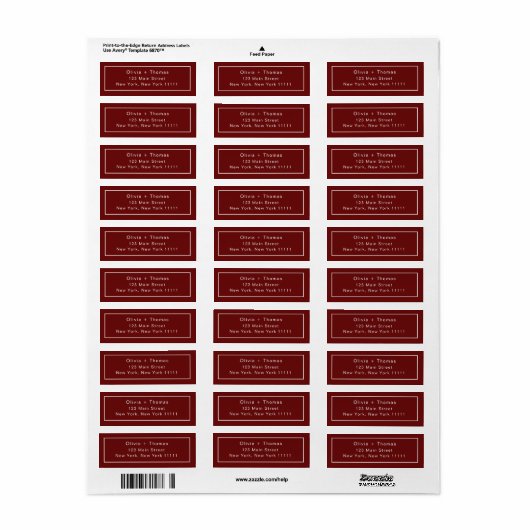 Maroon Simple Modern Return Address Label (Vorne)