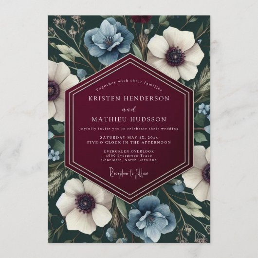 Maroon Slate Chiaroscuro Wedding Einladung (Vorderseite)