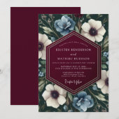 Maroon Slate Chiaroscuro Wedding Einladung (Vorne/Hinten)