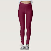 Maroon Solid Color All-Over-Print Leggings (Vorderseite)