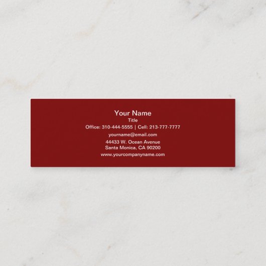 Maroon Solid Color Mini Visitenkarte (Rückseite)