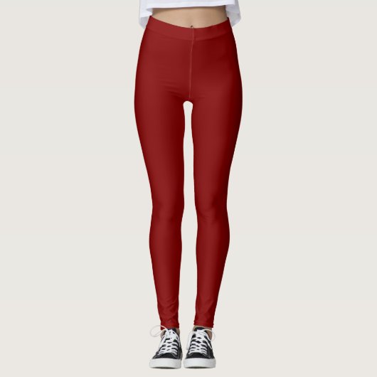 Maroon Solid Schlicht Color Leggings (Vorderseite)