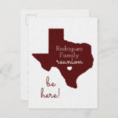 Maroon Staat der Wiedersehen der Texas-Familie Postkarte (Vorne/Hinten)