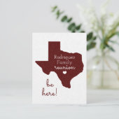 Maroon Staat der Wiedersehen der Texas-Familie Postkarte (Stehend Vorderseite)