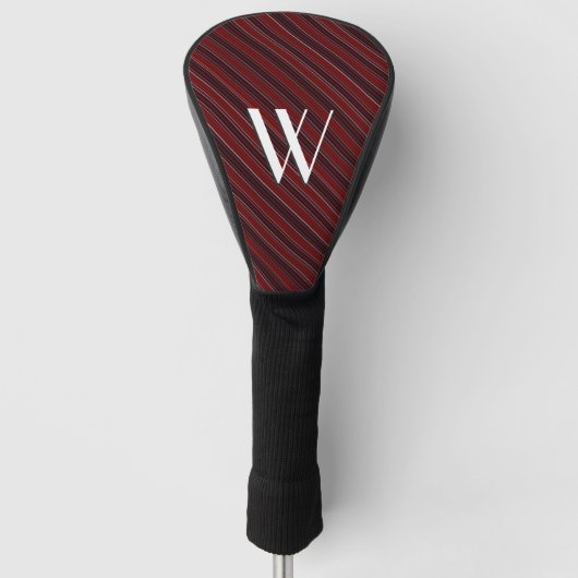 Maroon Stripe Initial Golf Headcover (Vorderseite)