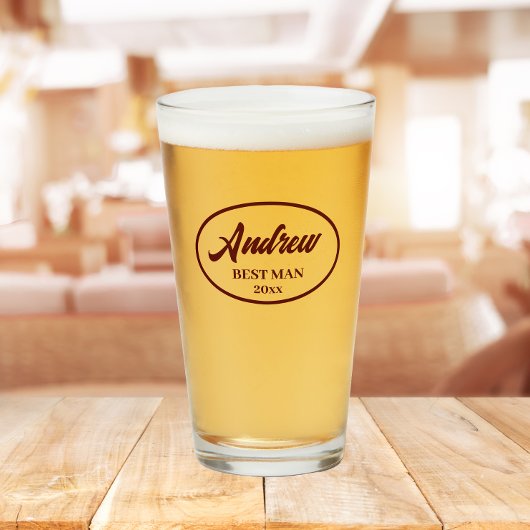 Maroon Stylized Name Wedding Trauzeuge Glas