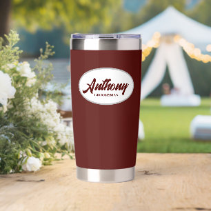 Maroon Stylized Wedding Trauzeuge Name Thermobecher