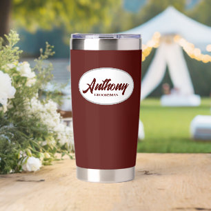Maroon Stylized Wedding Trauzeuge Thermobecher