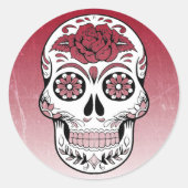 Maroon Sugar Skull Runder Aufkleber (Vorderseite)
