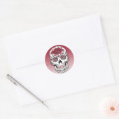 Maroon Sugar Skull Runder Aufkleber (Umschlag)