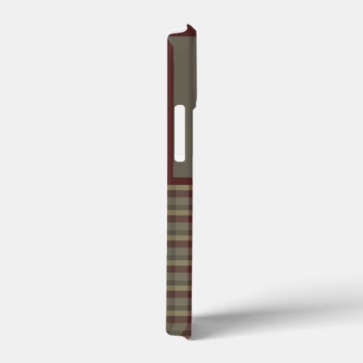 Maroon, Tan und Grau Kariert Mit Monogramm Case-Mate iPhone Hülle (Rückseite / Rechts)