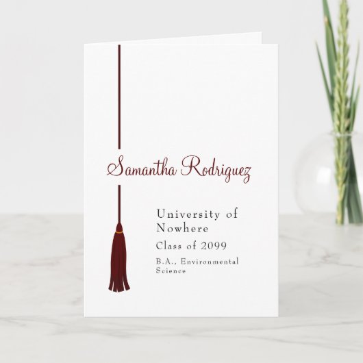 Maroon Tassel Abschluss Ankündigung (Vorderseite)