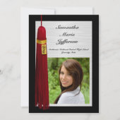 Maroon Tassel mit Foto Graduation Party Einladung (Vorderseite)