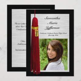 Maroon Tassel mit Foto Graduation Party Einladung