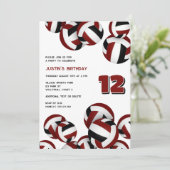 Maroon-Team Farben Volleyballs Jungs Mädchen Gebur Einladung (Stehend Vorderseite)