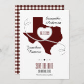 Maroon Texas Curling Ribbon Save the Date (Vorne/Hinten)