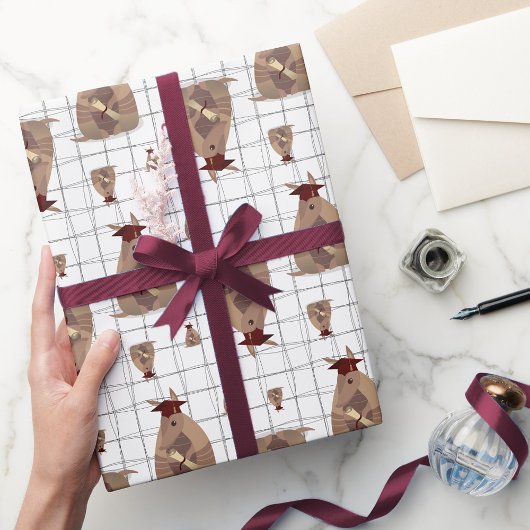 Maroon Texas Graduate Armadillo Geschenkpapier