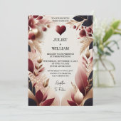 Maroon Traditional Fall Couple Burgundy Wedding Einladung (Stehend Vorderseite)