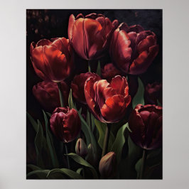 Maroon Tulip Blume Art Print Poster