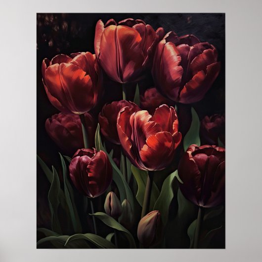 Maroon Tulip Blume Art Print Poster (Vorne)