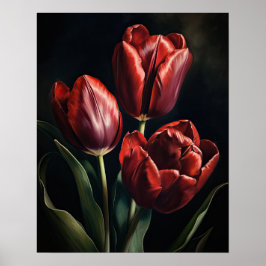 Maroon Tulip Blume Art Print Poster