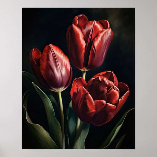 Maroon Tulip Blume Art Print Poster (Vorne)