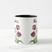 Maroon Tulips mit Name Tasse (Zentrum)