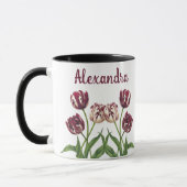 Maroon Tulips mit Name Tasse (Links)