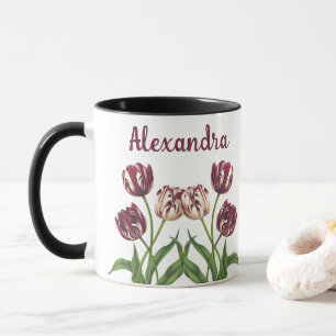 Maroon Tulips mit Name Tasse