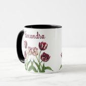 Maroon Tulips mit Name Tasse (Vorderseite Links)