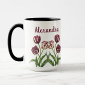 Maroon Tulips mit Name Tasse (Links)