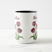 Maroon Tulips mit Name Tasse (Zentrum)