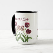 Maroon Tulips mit Name Tasse (Vorderseite Links)