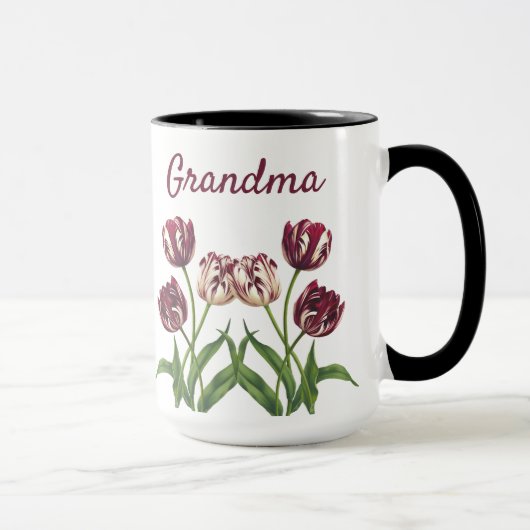 Maroon Tulips mit Name Tasse (Rechts)