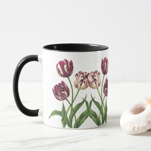 Maroon Tulips Tasse (Mit Donut)