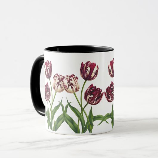 Maroon Tulips Tasse (Vorderseite Links)