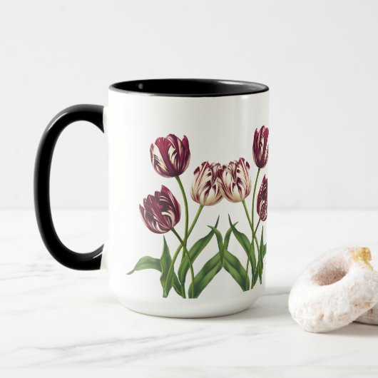 Maroon Tulips Tasse (Mit Donut)