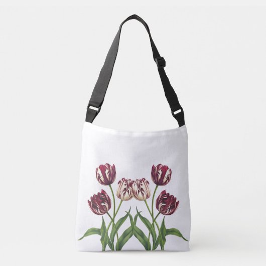 Maroon Tulips Tragetaschen Mit Langen Trägern (Vorderseite)