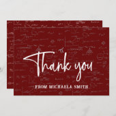 Maroon Typography Mathematics Formulas Graduation Dankeskarte (Vorne/Hinten)