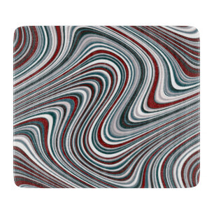 Maroon und Aquamarin Blue Abstrakt Curvy Shapes Schneidebrett