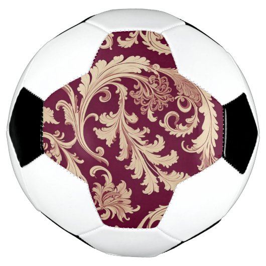 Maroon und Beige Vintages Muster Fußball (Gedreht)