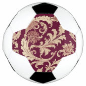 Maroon und Beige Vintages Muster Fußball (Vorderseite)