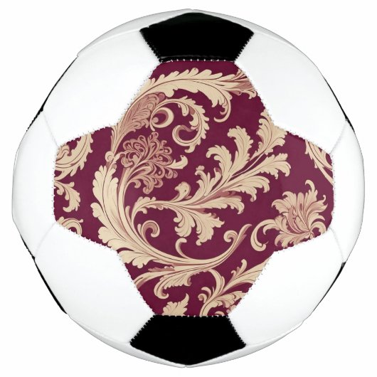 Maroon und Beige Vintages Muster Fußball (Vorderseite)